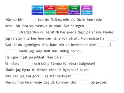 Talesätt - idiomatiska uttryck SFI