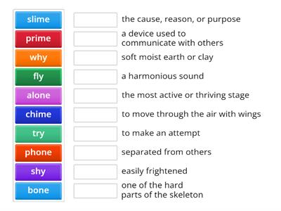 Spelling List -one, -y, -ime