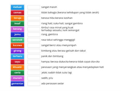 1G1 - Padankan dengan tepat - Kosa Kata: Emosi