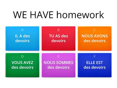 v AVOIR au présent w vocabulary - French Level A