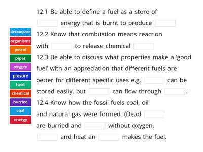 Fuels and global warming Year 8 revision