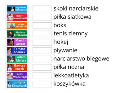 Quiz polscy sportowcy i ich dyscypliny