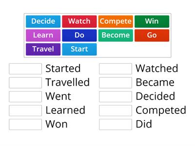 Match the verbs and past verbs correctly.