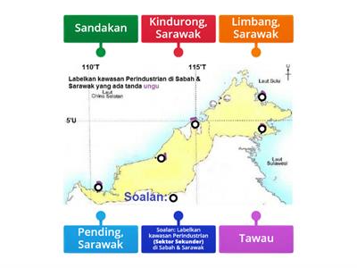 T3 7.5  Taburan Kegiatan Ekonomi Utama di Malaysia (Labelkan Taburan Perindustrian di Sabah dan Sarawak)