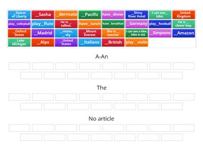   Articles - A/An/The/No artcile