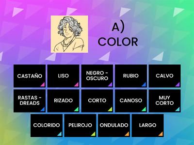 Colores, tipos y tamaños de pelos en español: