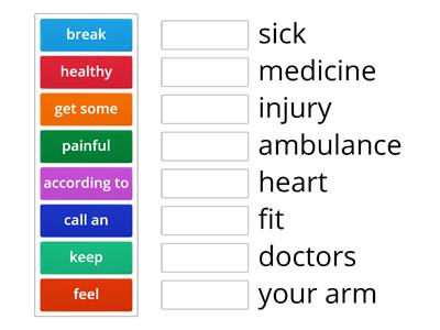 Match to make health collocations - PET Booster