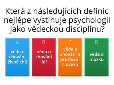 Úvod do psychologie, psychologické směry-procvičení - SCIO
