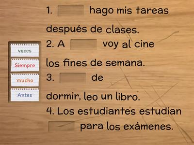 Adverbs in Spanish Beginner Practise