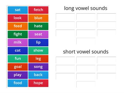 long and short vowel sounds sort