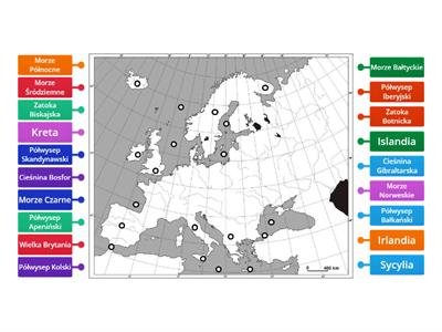 Linia brzegowa EUROPY - wyspy, półwyspy, morza, zatoki, cieśniny