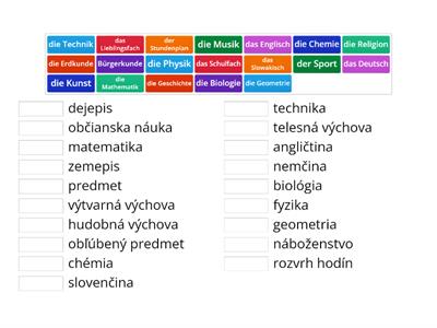 8L Školské predmety -  Schulfächer