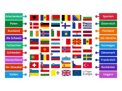 Länder und Flaggen in Europa