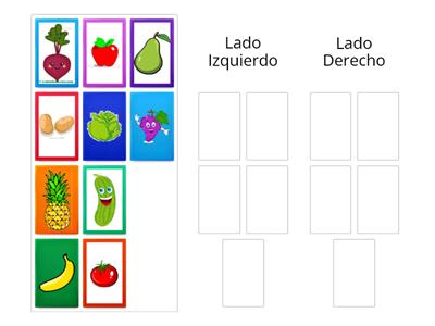 Actividad de APrendizaje/ Direccionalidad/ coloque las frutas en lado Derecho