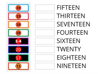 Play with numbers from 11 to 20