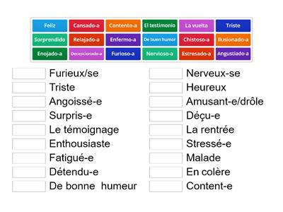 Vocabulario estados de ánimo-Vuelta