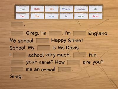 Happy Street 1 - Unit 2 E-mail to Greg