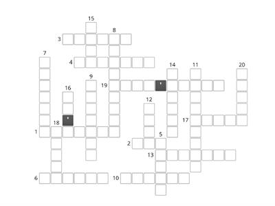 Les cours et les préférences - crossword puzzle
