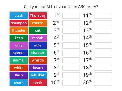 ABC order CHALLENGE