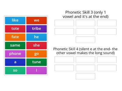 Phonetic skill 3 and Phonetic Skill 4 word sort