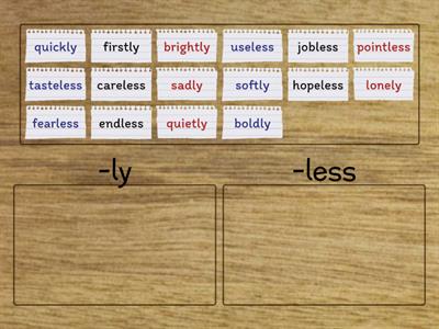  -ly and -less Suffix Sort