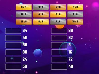 Match up eight times table