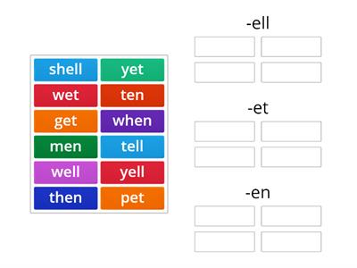 -ell, -et, -en Word Sort