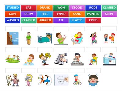 MATCH THE PICTURE WITH THE CORRECT PAST TENSE VERB