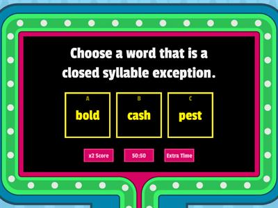 Closed Syllable Exception Game