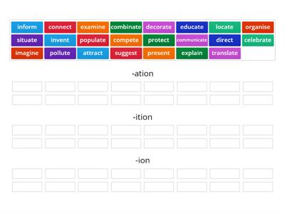 Nouns -ation/ition/ion