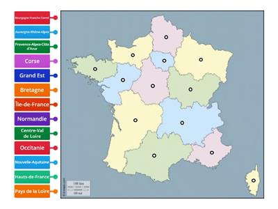 Retrouve les 13 régions de la France !