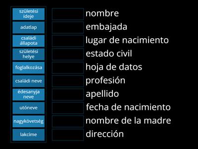 Magyar nyelv (135): Adatlap - vocabulario (01)