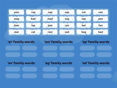 'a' family rhyming words