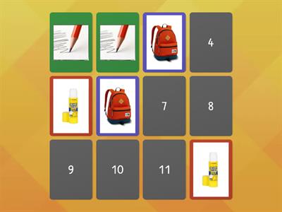school objects memory game