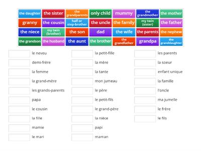 En classe B2 lecon 3 La famille (vocab quiz) 