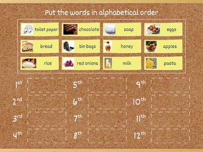 Alphabetical Order - Shopping List E2