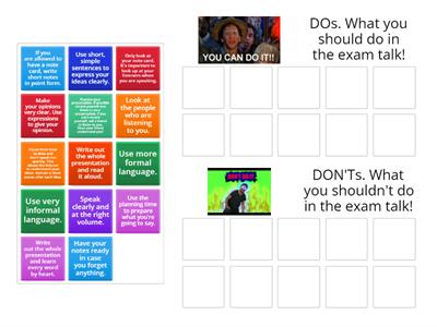 Grade 9 exam speaking DOs and DON'Ts