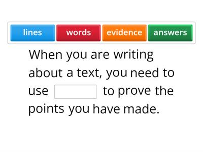 Using evidence from a text