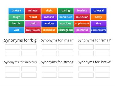 Synonyms common ADJECTIVES 1