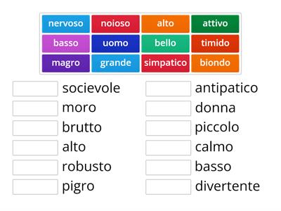 Physical Appearance - Aspetto Fisico - Match up opposites