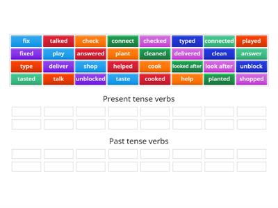 Present tense and past tense verbs