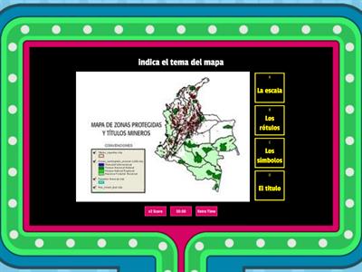 Los elementos de los mapas y los globos terraqueos( Quiz show)