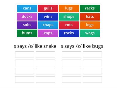  Wilson 1.6 : Sort the words in the  suffix lines. (* When a word ends in an voiced sound suffix s makes the /z/ sound. 
