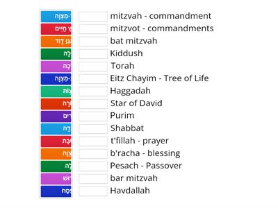 Themed Judaic Vocabulary