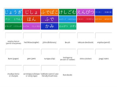 Simple multi hiragana stationery items