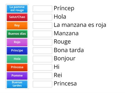 Vocabulario y lenguas (Francés, Catalán, Ingles y Castellano)
