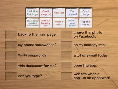 Devices and the internet: collocations