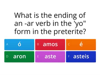 Preterite of AR verbs, --car, -gar, -zar & time expressions