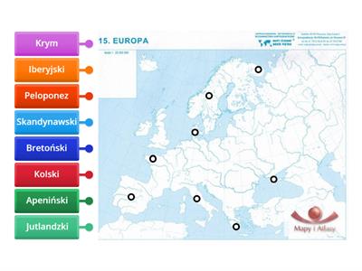 Europa - wyspy i półwyspy-mapa