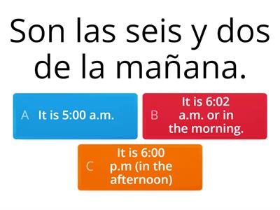 Spanish Telling Time Quiz